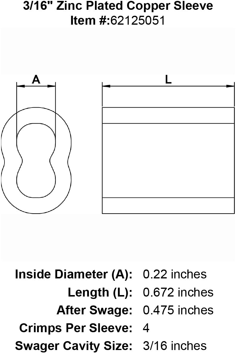 3/16" Zinc Plated Copper Sleeve