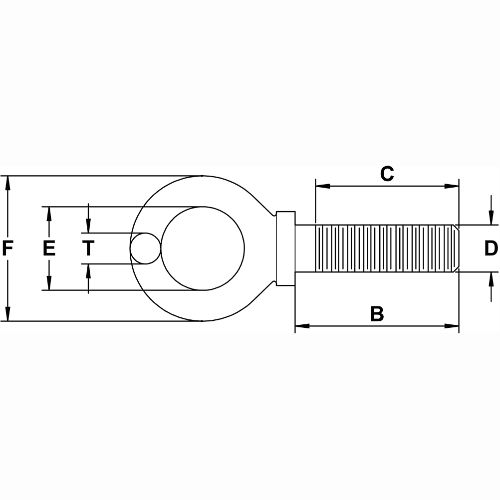 Eye Bolt 3/4" x 2" shank (#28) machinery eye bolt, self colored Eye Bolt 3/4" x 2" shank (#28) machinery eye bolt, self colored