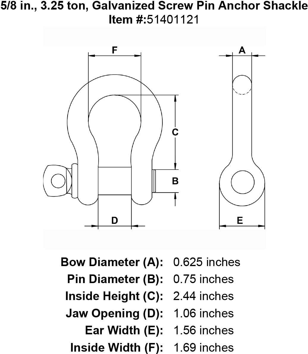 Details about   CM MC851G Carbon Steel Bolt Anchor Shackle 5/8" Chain Size 3-1/4" Ton Load Limit 