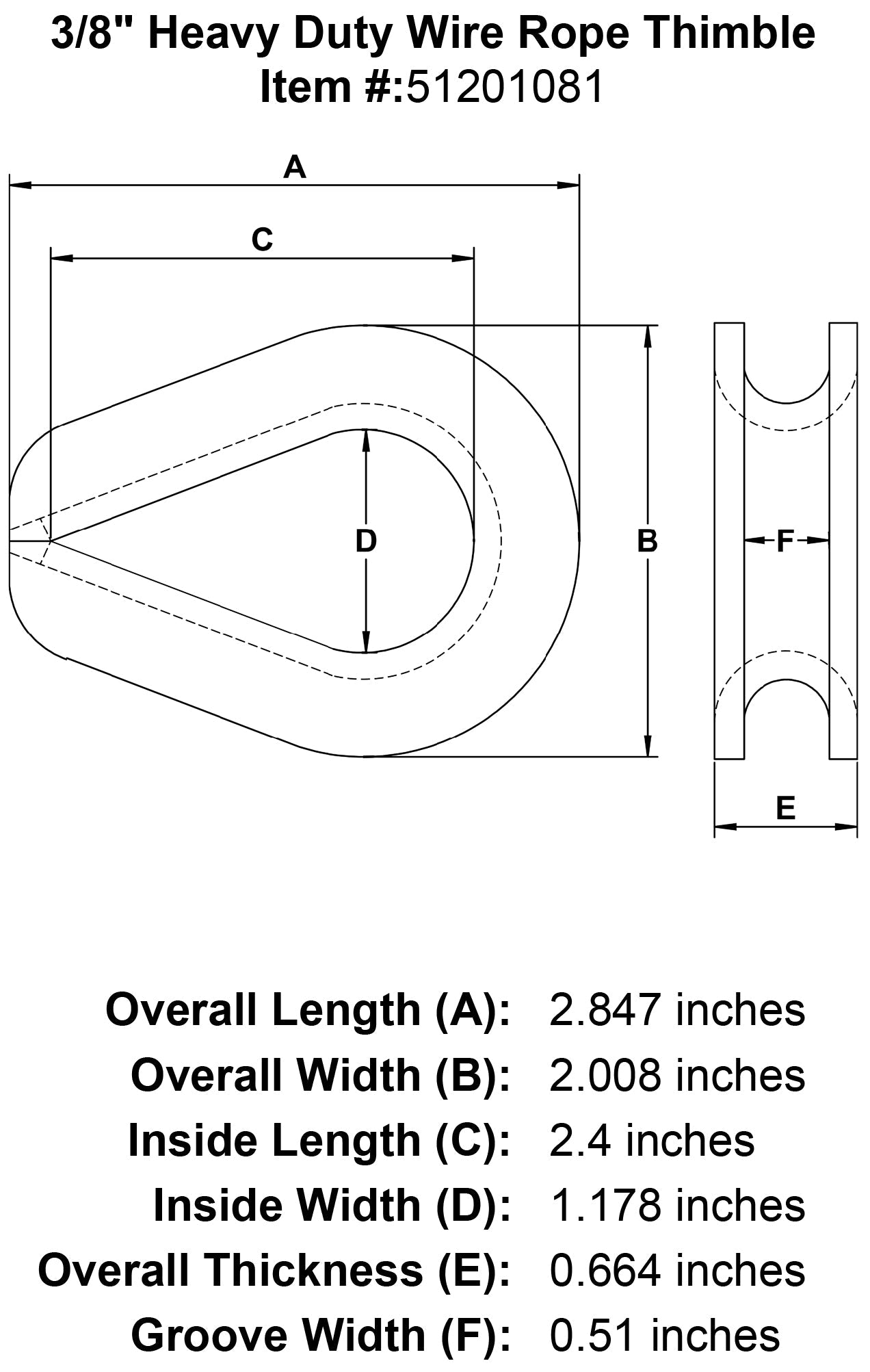 Wire Rope Thimble Size Chart