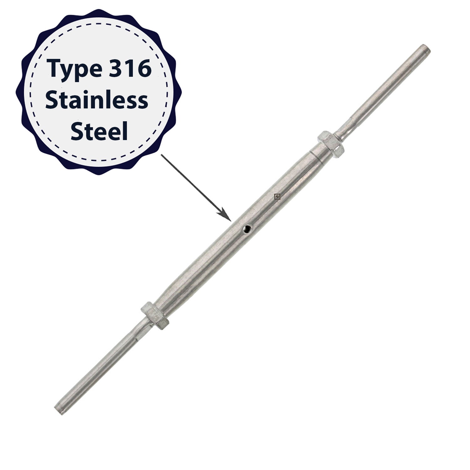 S0782-0703 316 STAINLESS STEEL TOGGLE & SWAGE TURNBUCKLE 1/4"-1/8"