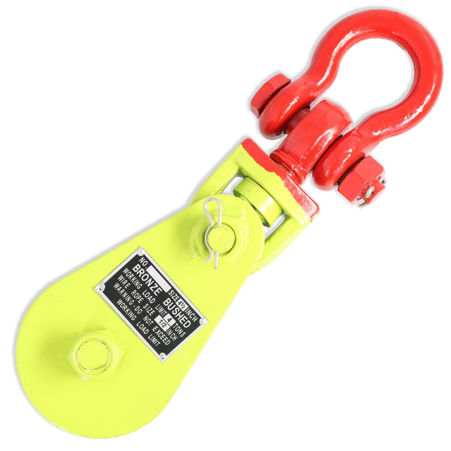 4 Ton 4-1/2" Snatch Block with Hook and Latch Tow Rigging Construktion 0900158 